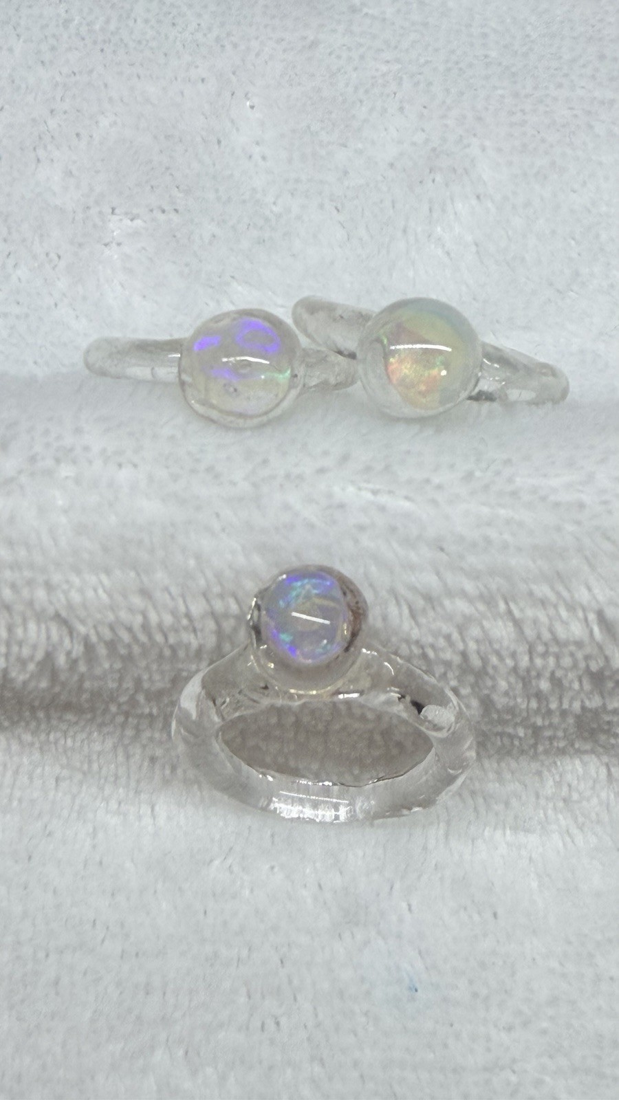 Opal Bead In Acrylic Handmade Ring Size 6