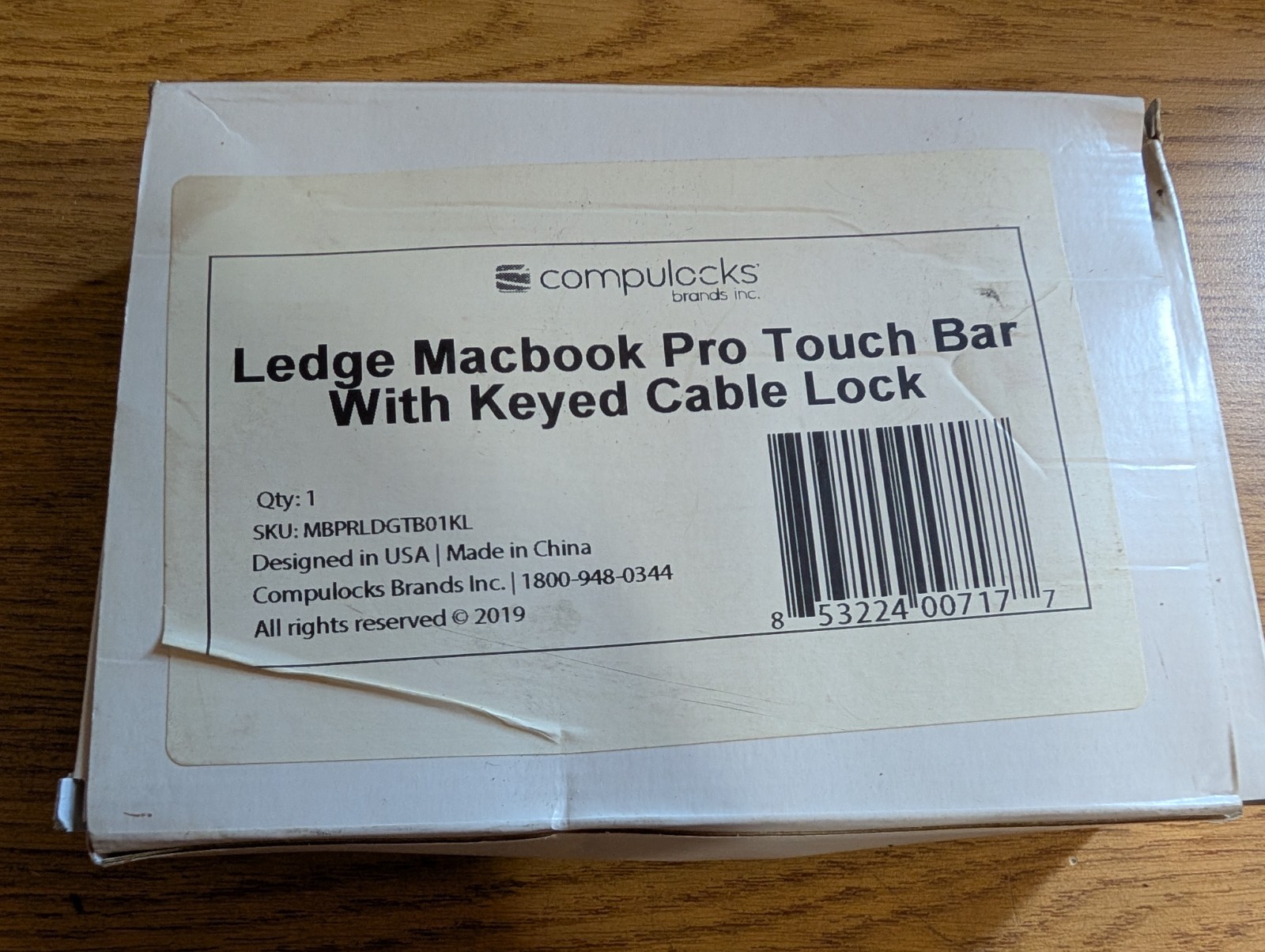 Ledge Macbook Pro Touch Bar With Keyed Black Cable Lock w/ Lock Slot Adapter