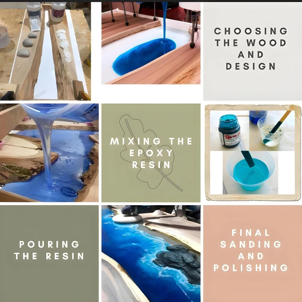 60x30 Ocean Resin Epoxy River Table Top | Rectangle Dining Custom