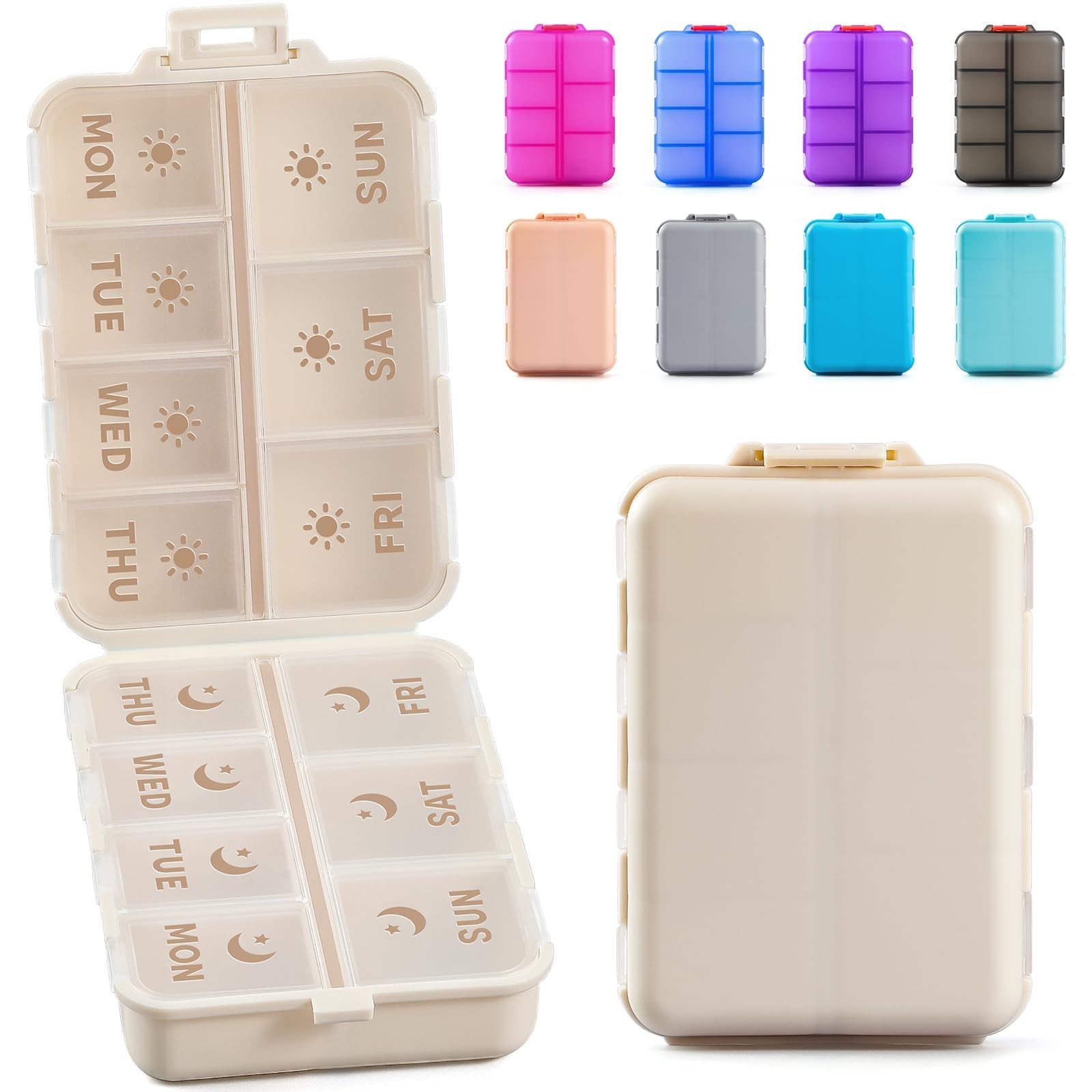 NEW Foldable & Double Protection Portable Weekly Pill Organizer 2 Times A Day...