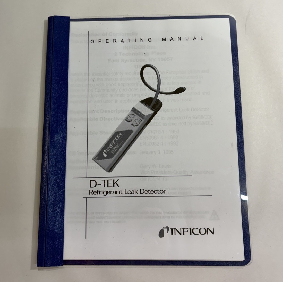 Inficon D-Tek User Guide Manual Pamphlet Inficon D Tek Instruction Manual