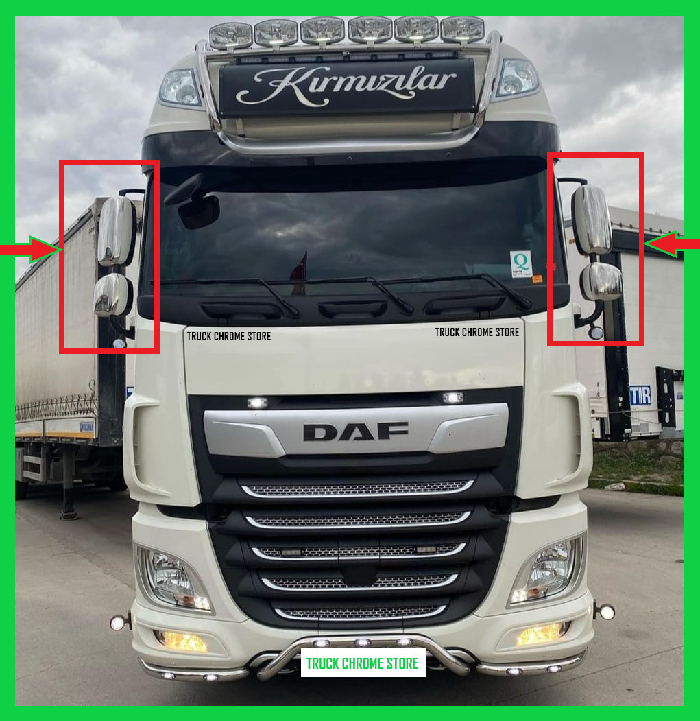 XF 106   Euro 6     MIRROR COVER CHROME    Stainless Steel  1 SET.     Fits  DAF