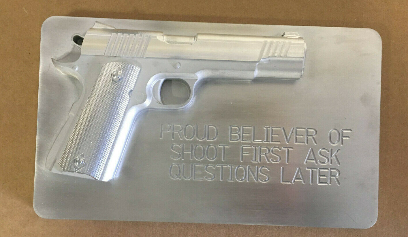 COLT 1911A1 hangun wall plaque man cave/garage 3-D billet 12" x 7" Shoot first