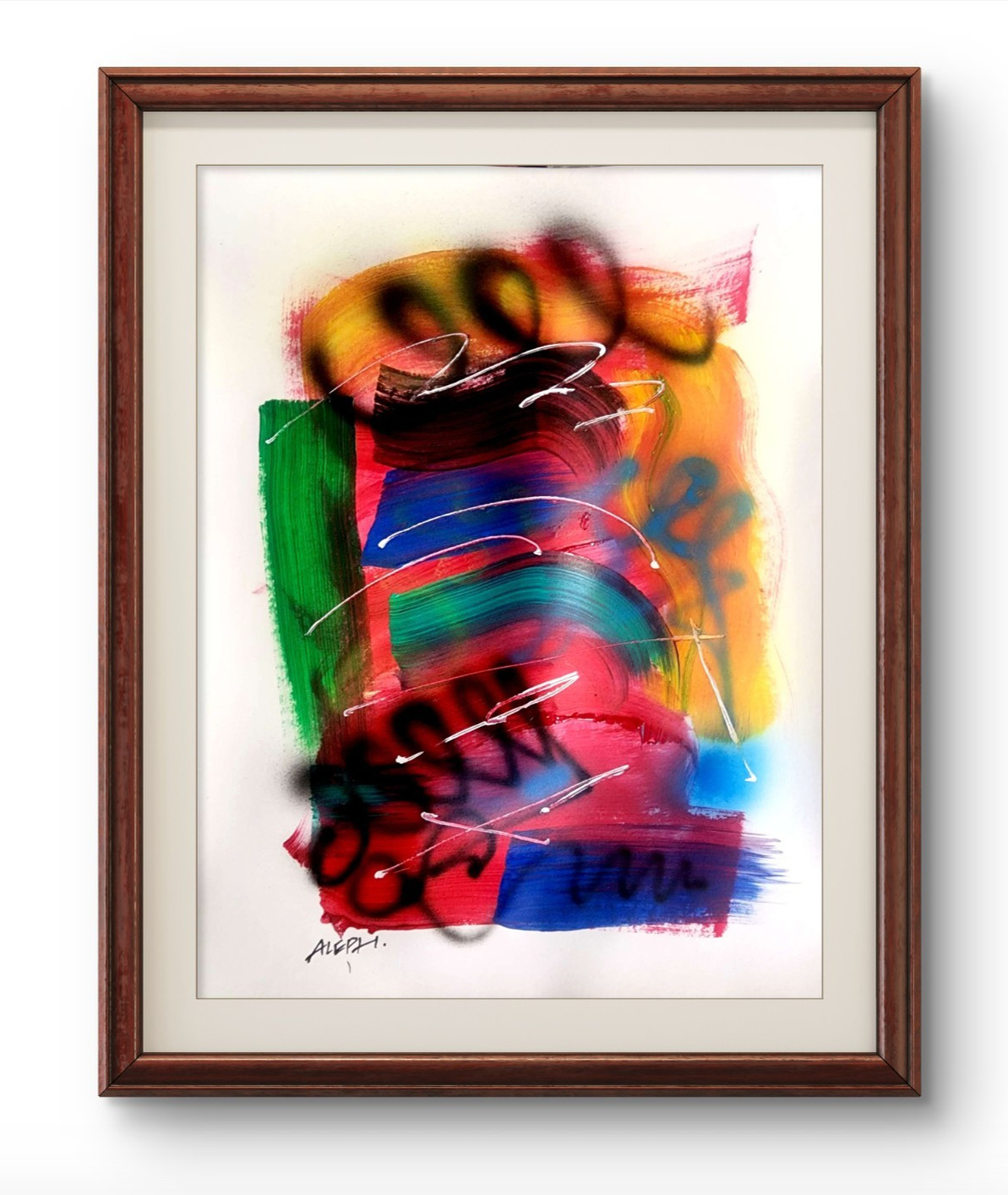 Aleph Original Art 14x11 Abstract Expressionist Original Painting Gallery Paper