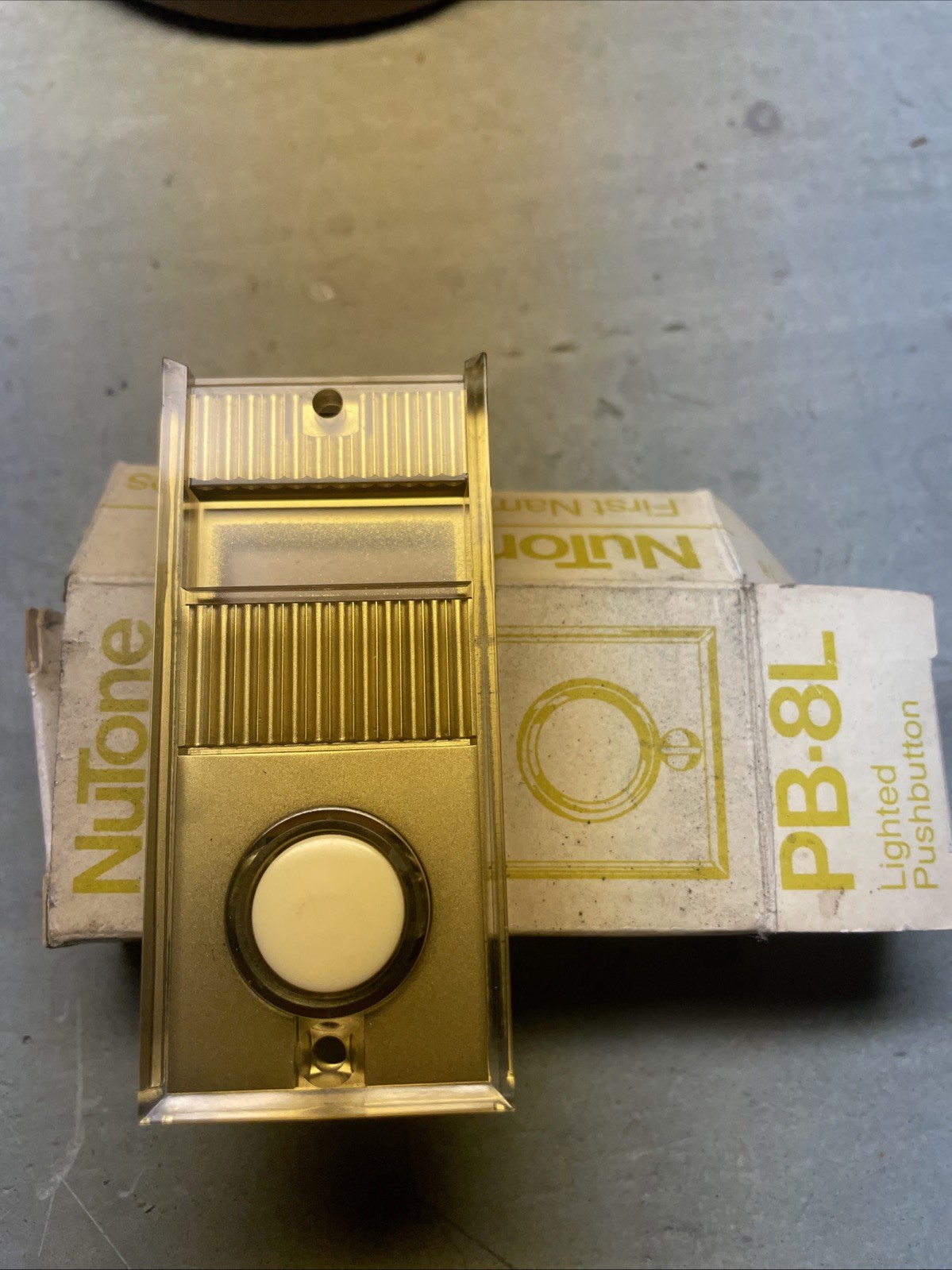 NEW NuTone Lighted Decorator Push Button PB-8LV Goldtone NOS Last One