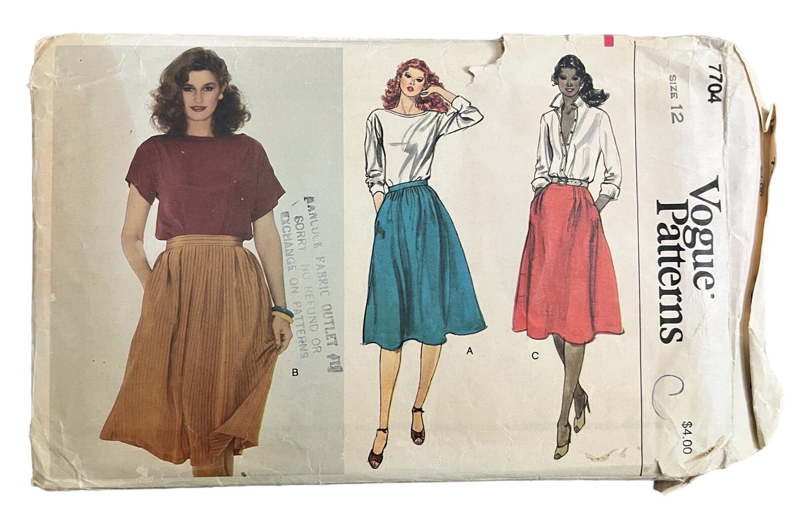 Vogue Patterns  Misses Skirt Size 12  7704 Uncut SP1
