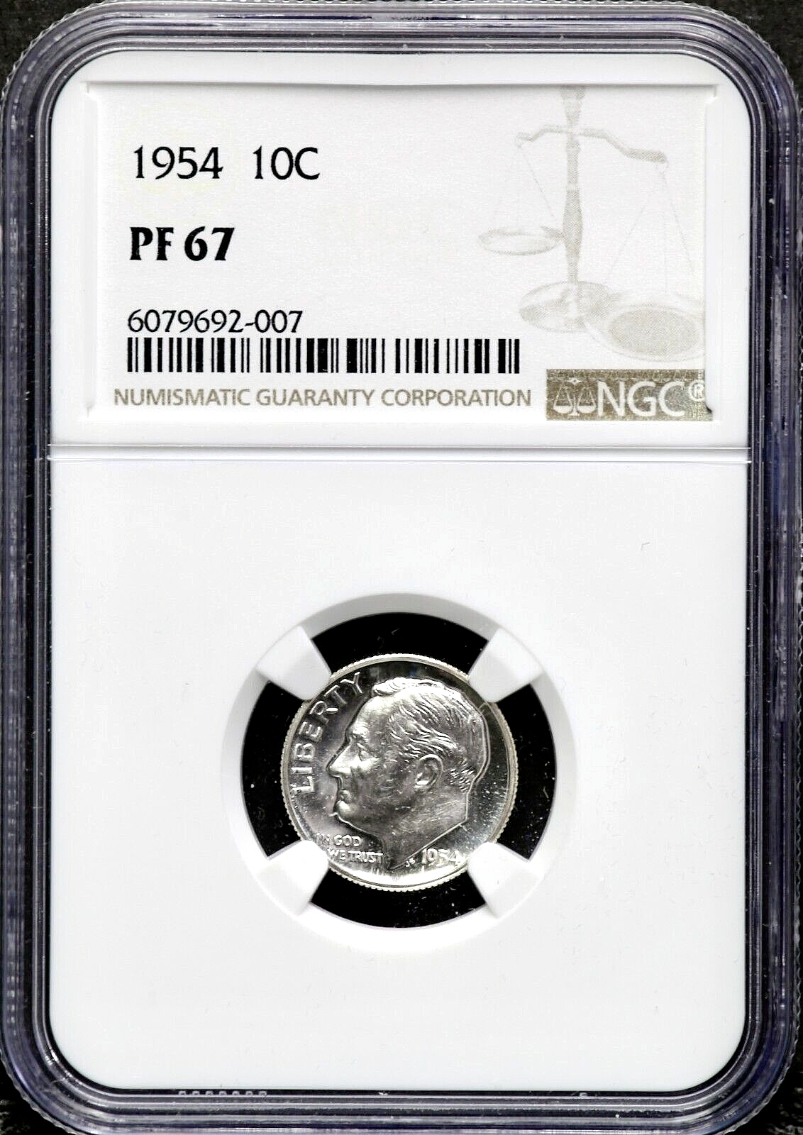 1954 10C Proof Roosevelt Dime - NGC PF 67 CC54