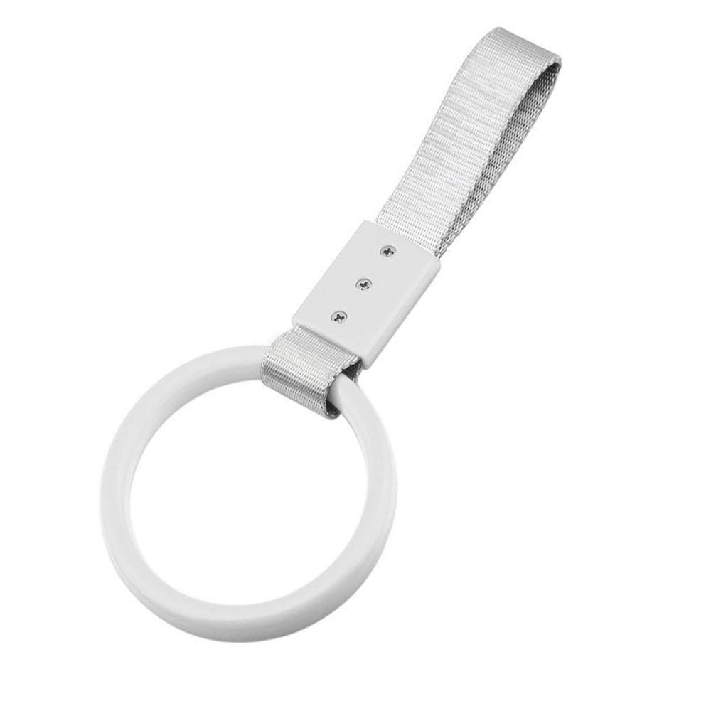 1 PC JDM Tsurikawa Hang Ring Subway Train Bus Handle Hand Round: White/Silver
