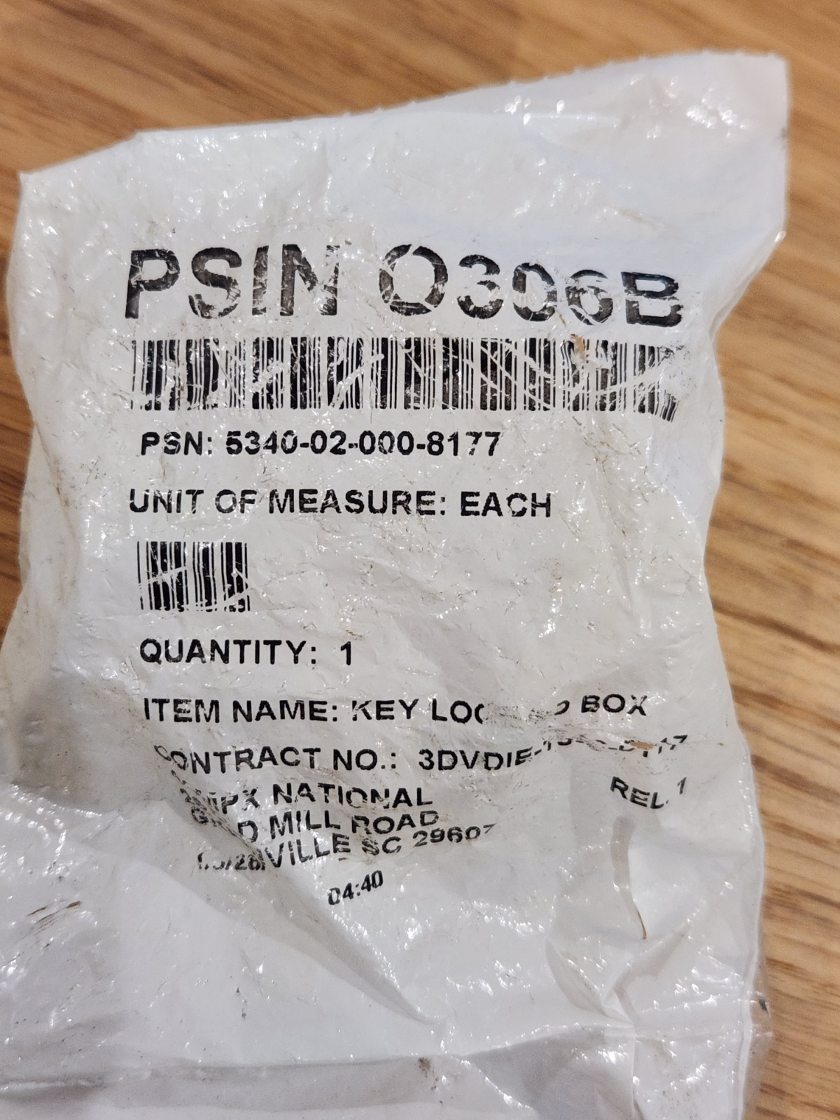 Inside Parcel Locker Keyed Lockbox Lock PSIN 0306B 5340-02-000-8177 Sealed New