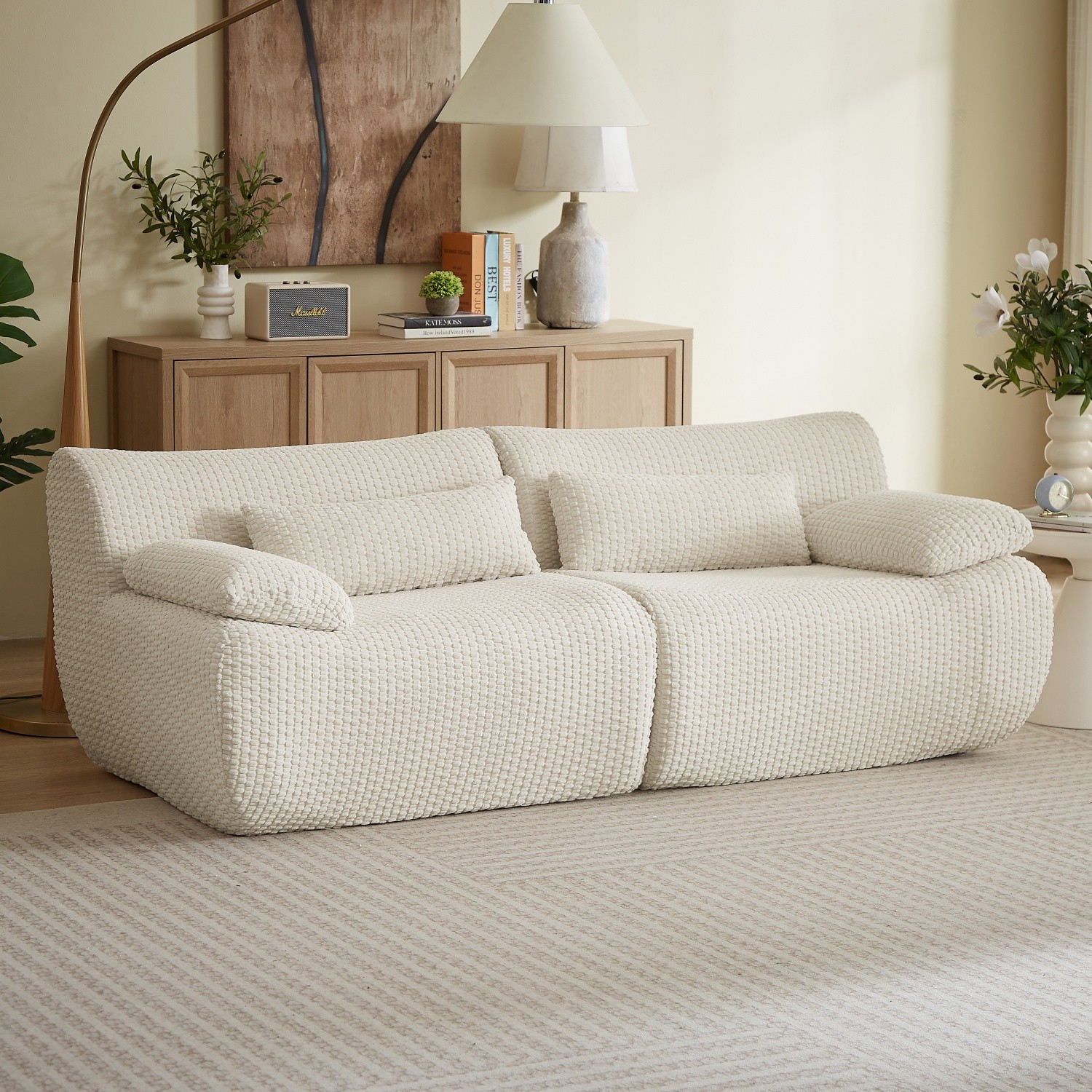 Modern Oversized 2-Seat Modular Sectional Sofa No Assembly Required Apartment