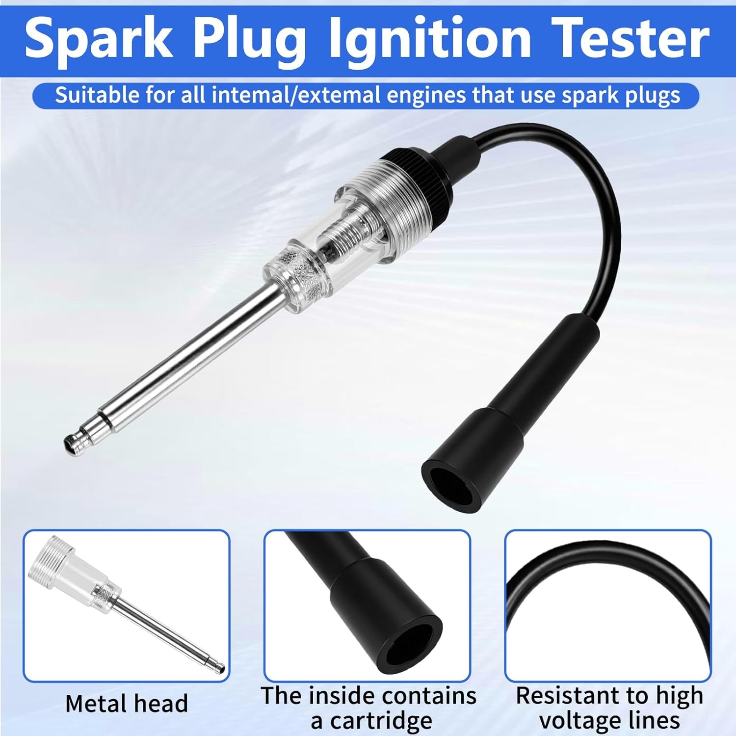 Compression Tester with Spark Plug Tester, Automotive Engine Compression Tester