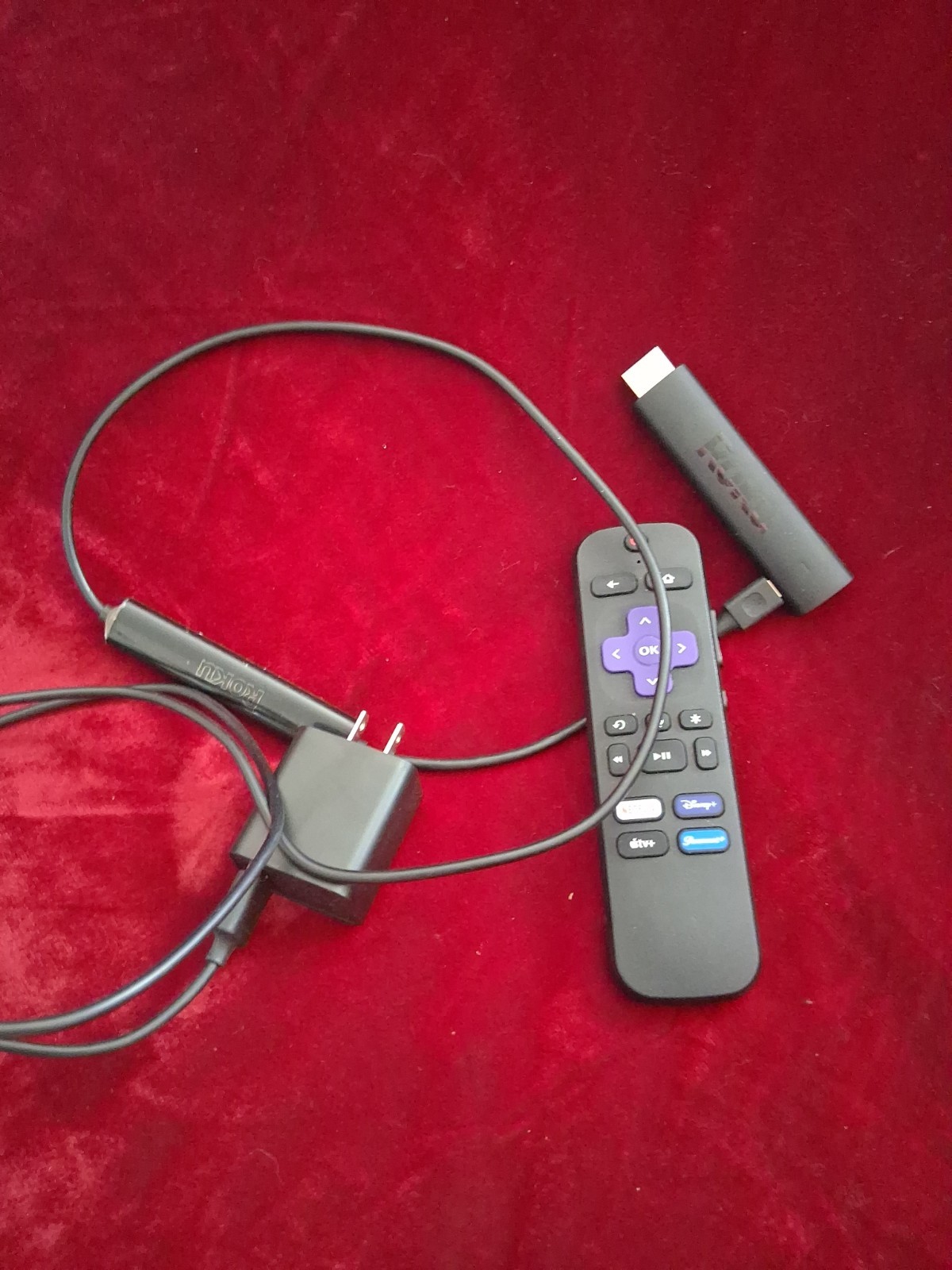 Roku Streaming Stick 4K 3820X2 with Remote, Tested, No Back On Remote