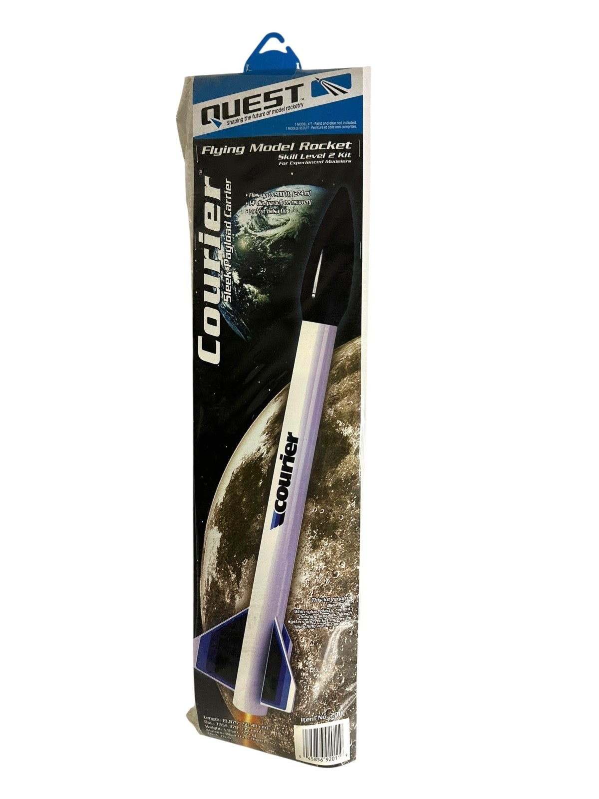 Quest  Courier #2011  Flying Model Rocket Kit Sleek Payload Carrier 19.874"