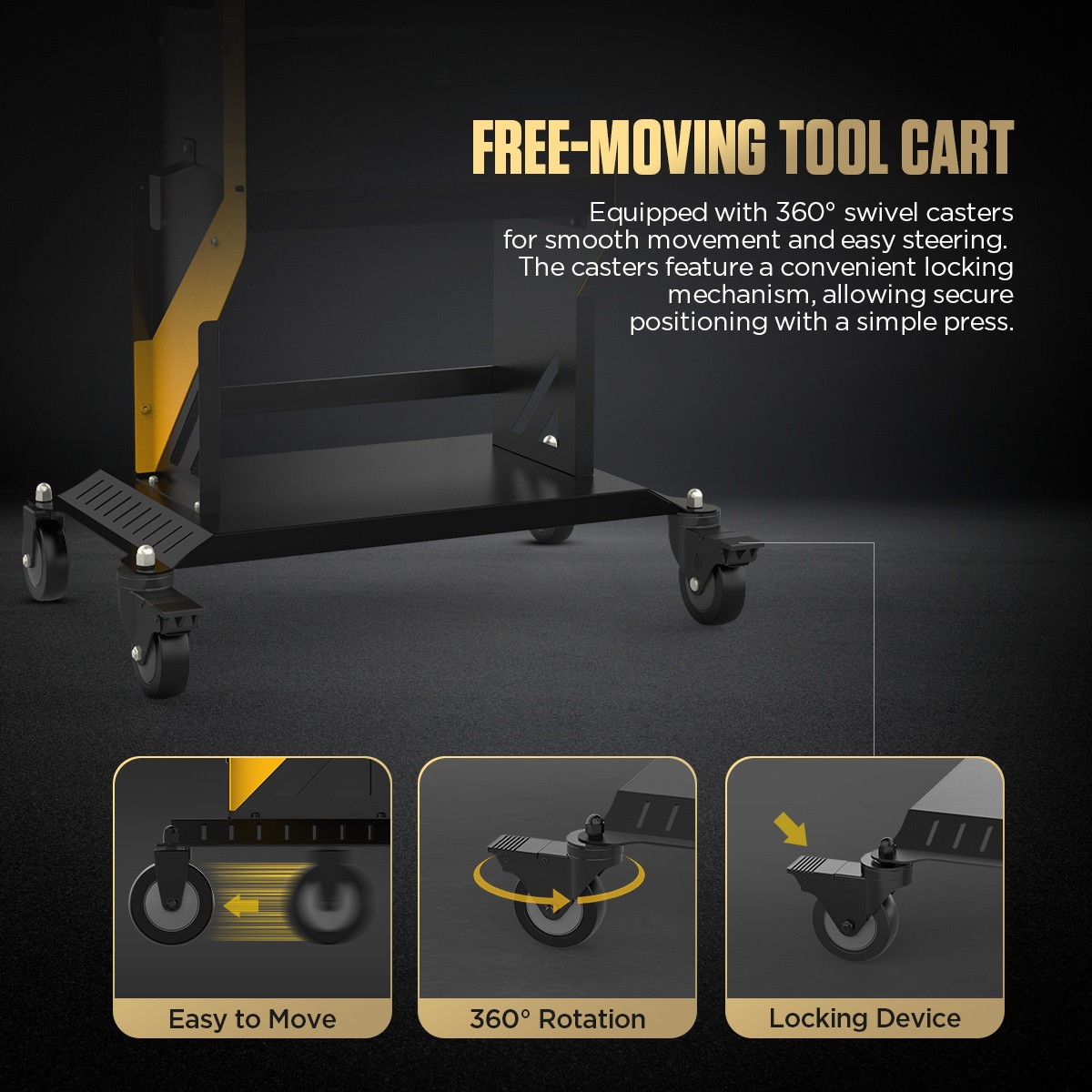 Rolling Tool Chest Tool Organizer Box w/ Rotating Lift Workbench Lockable Wheels