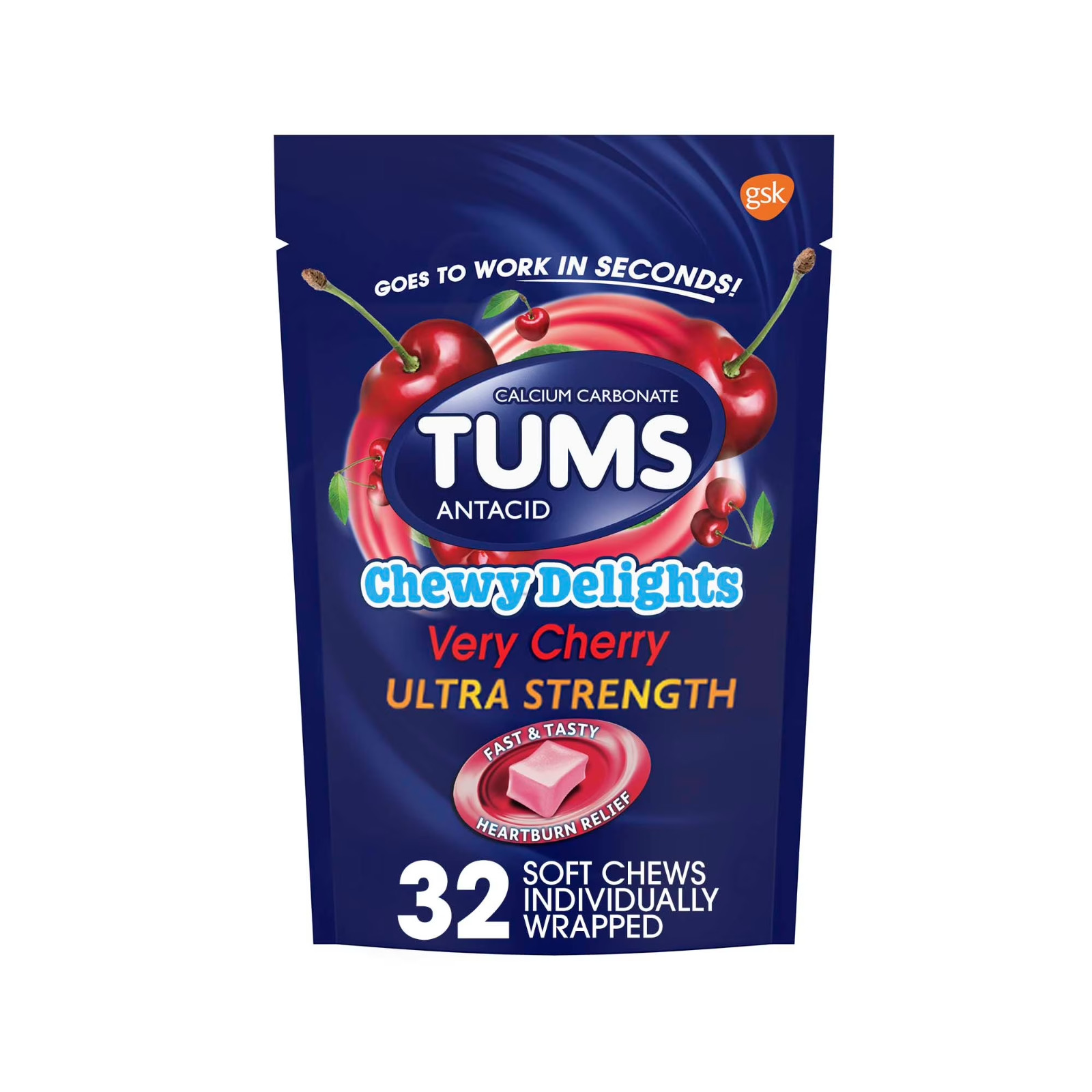 Tums Chewy Delights Ultra Strength Heartburn Relief Antacid Soft Chews, Very Che