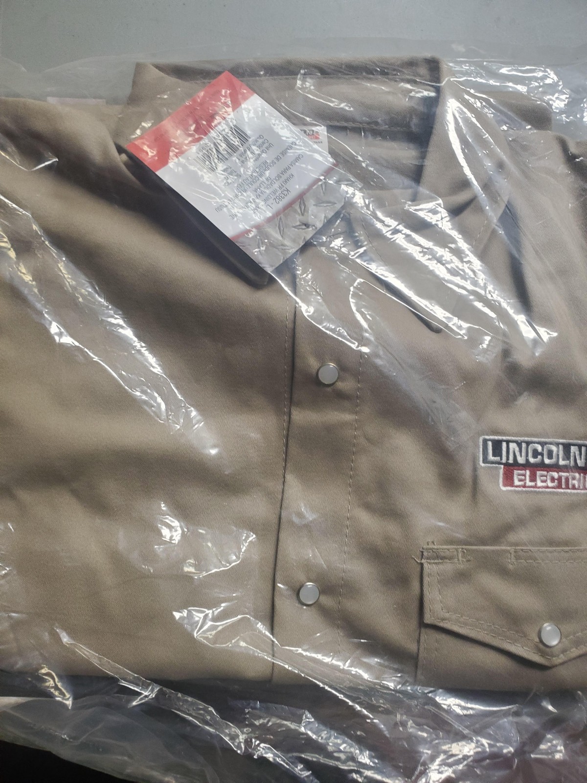 Lincoln Electric K3382-L Welding Shirt, 33 In Length, Khaki, Cotton, L