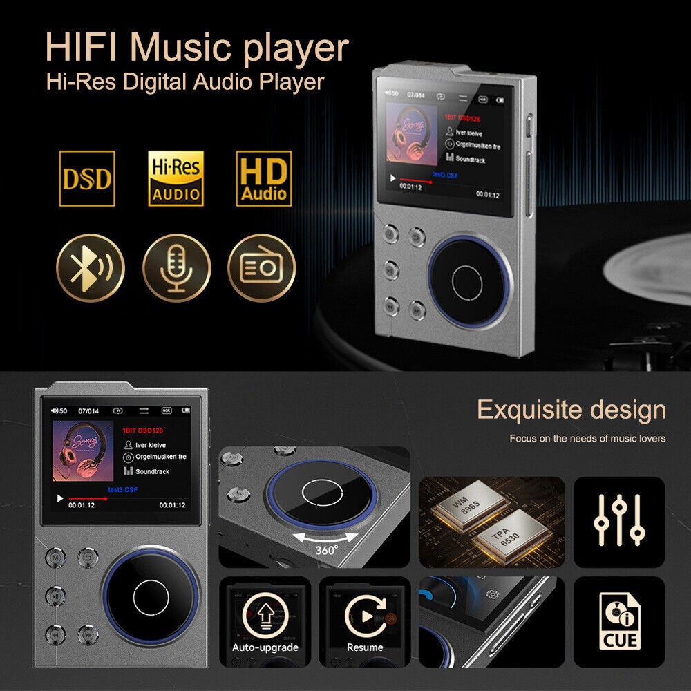 2.4" Bluetooth HiFi MP3 Player DSD High Resolution Digital Audio Music Player