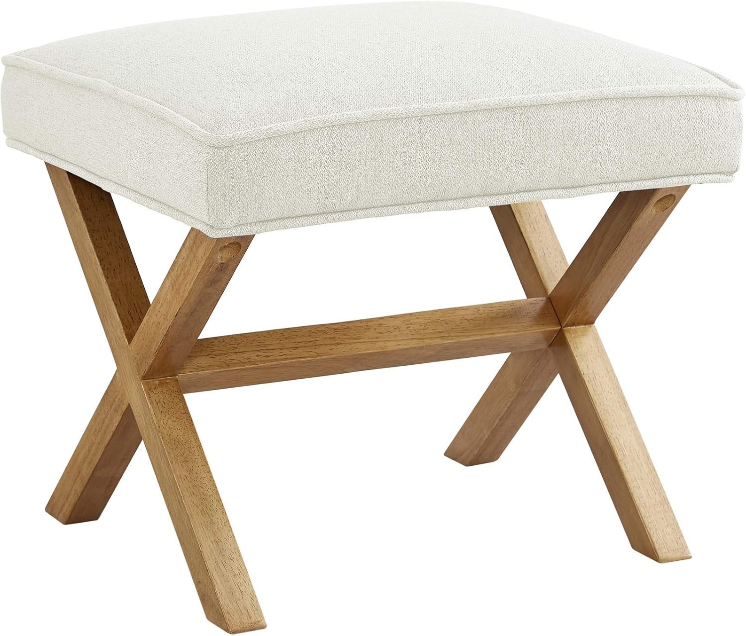 Small Ottoman Foot Rest Mid-Century Modern X Square Polyester Foot Stool Linen