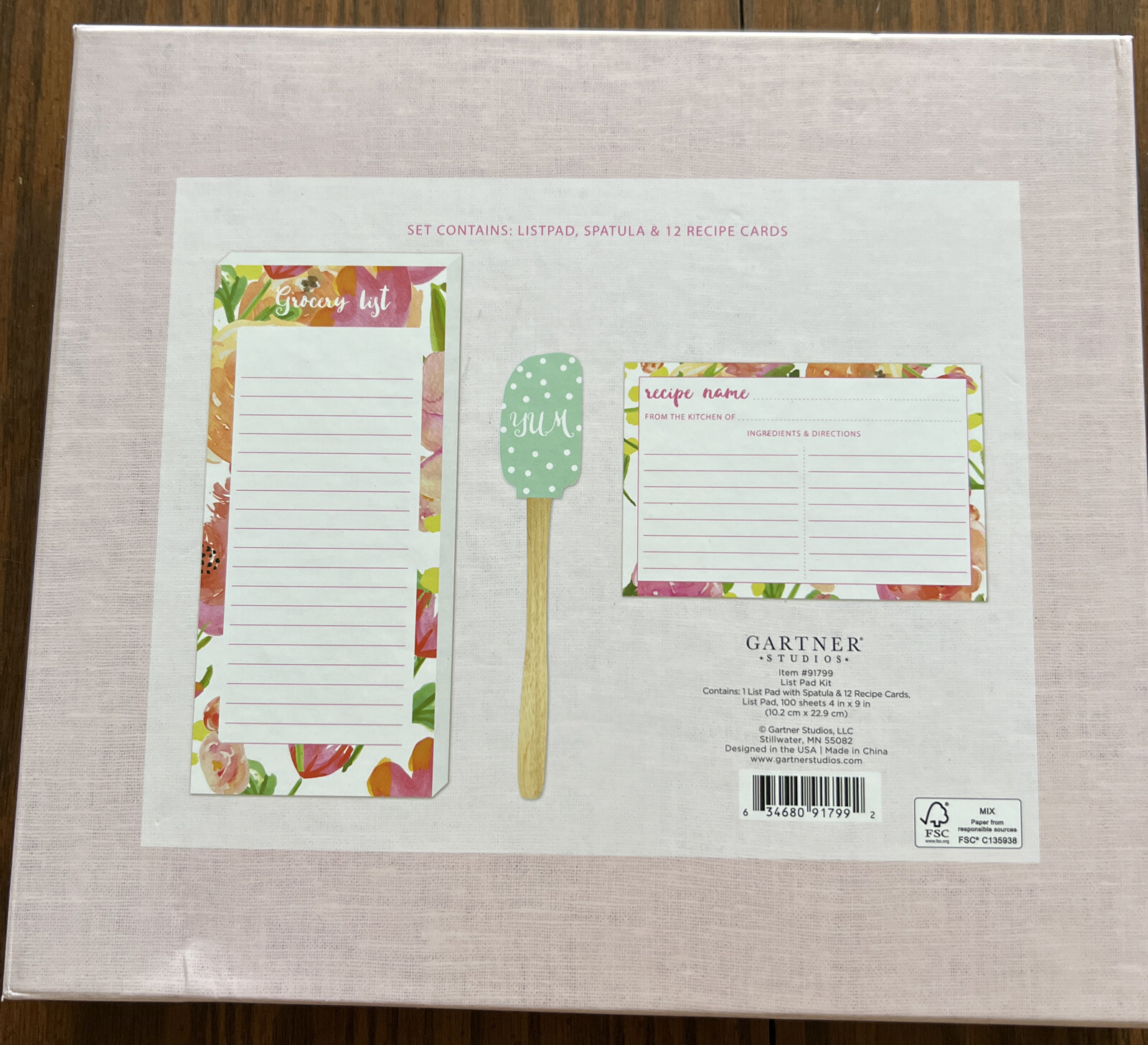 Gartner Studios List Pad, Green “yum” Spatula & Recipe Card Kit