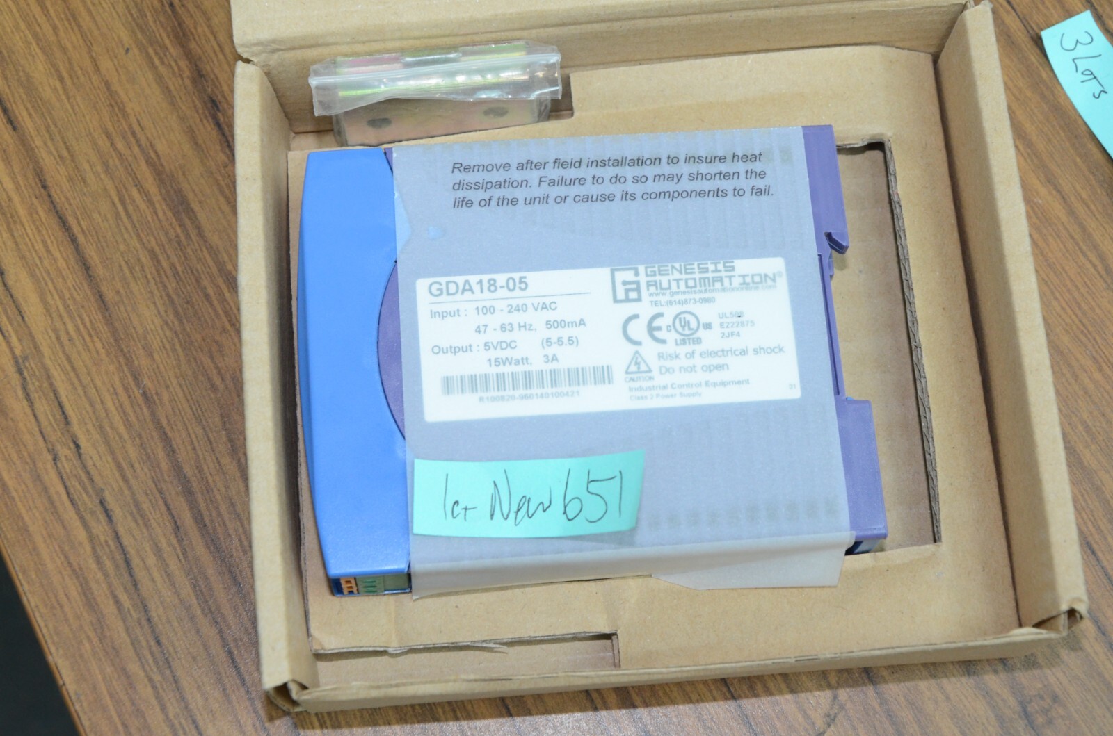 Genesis Automation GDA18-05 5 Volt DC Din Rail Power Supply New Open Box