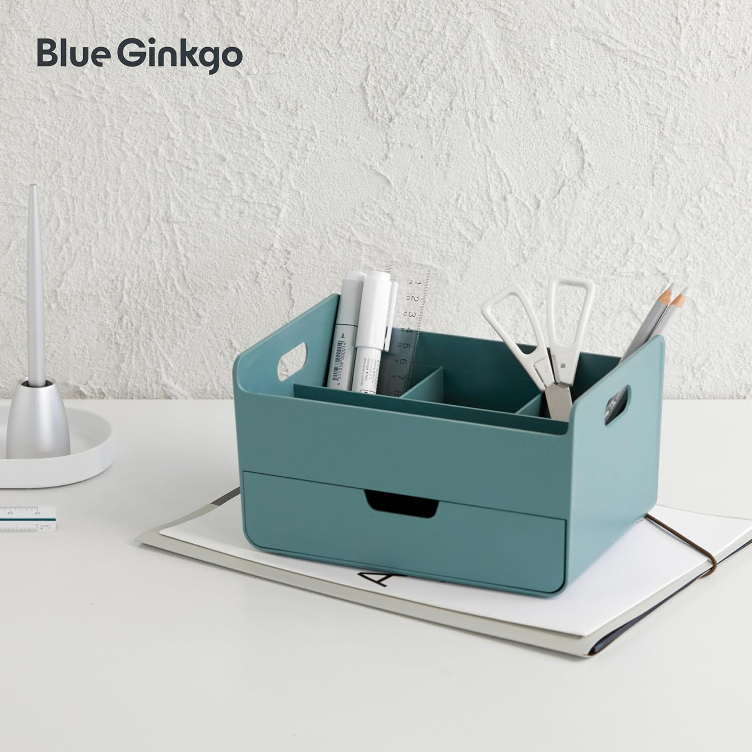 Portable Desk Organizer – Compact 3 Compartment, Half-Drawer Storage – Pen Holde