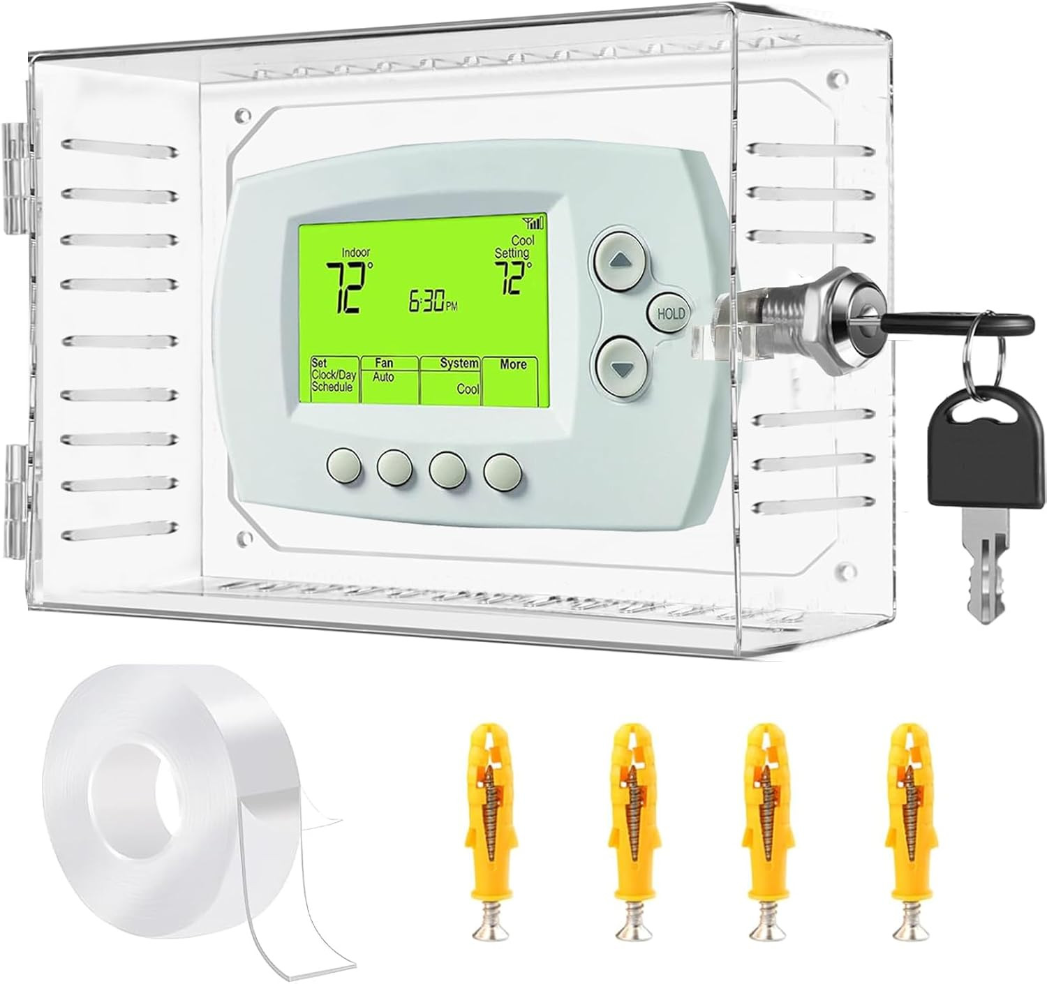 Universal Thermostat Lock Box with Key,Clear Large Thermostat Cover for Thermost