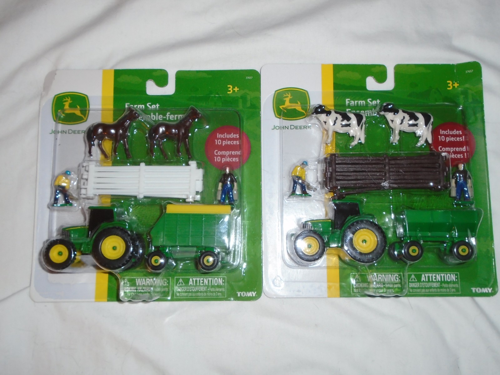 Set of 2 John Deere 10-Piece Farm Sets Miniature Farm Play Sets by TOMY