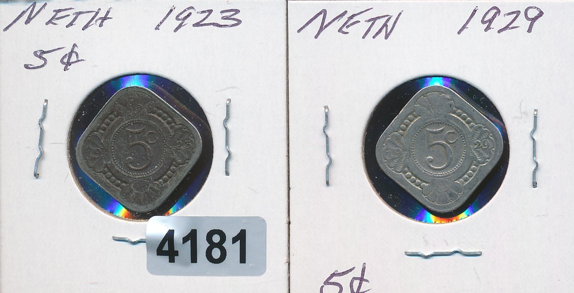 NETHERLANDS - 5 CENT SQUARE - 1923 - PAIR #4181