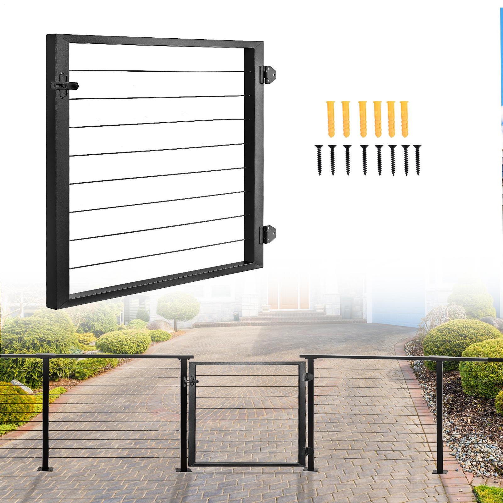 Cable Railing Gate for Wood Metal Cable Railing System, Left Hand in Swing