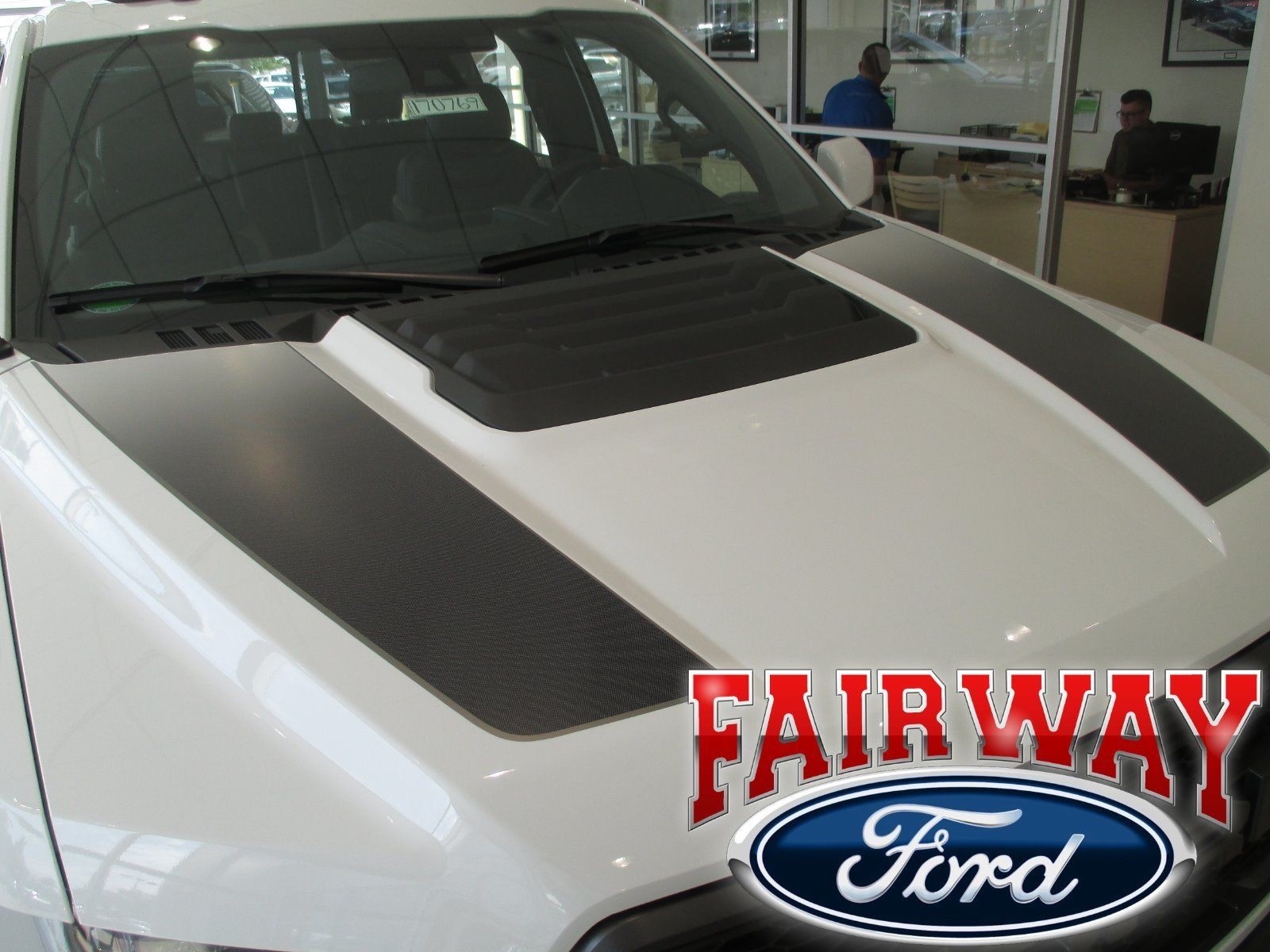 17 - 18 F-150 RAPTOR OEM Genuine Ford Ebony Black Hood Stripes Decals - Set of 2