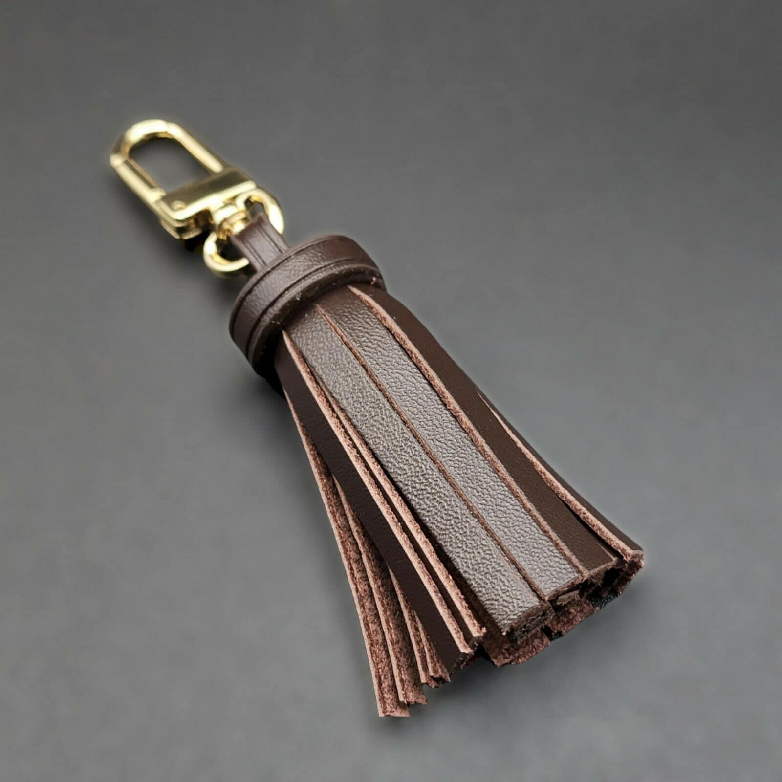 3.8in DARK brown Vachetta Leather Mini Tassel Bag Charm for Mini Speedy Pochette