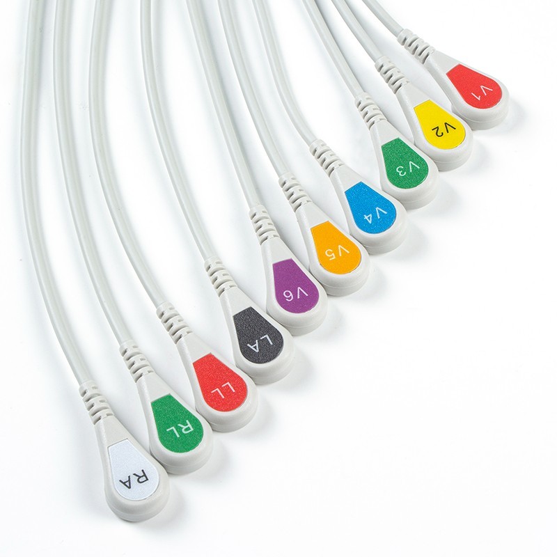 Banana To Snap Pigtail ECG Adapters Cable 10pcs Per Bag AHA 30cm 0.98Feet