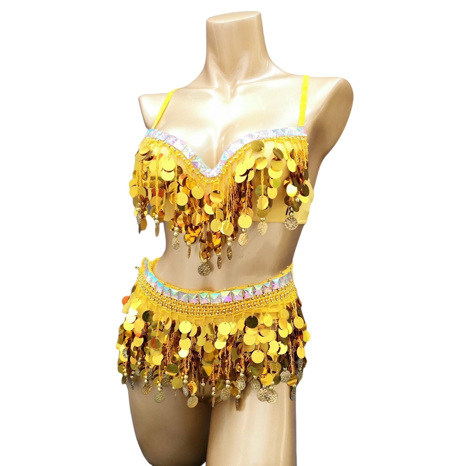 Samba Costume Rave EDC Carnival Night Club Outfit 3PCS Set Bra Belt Panties