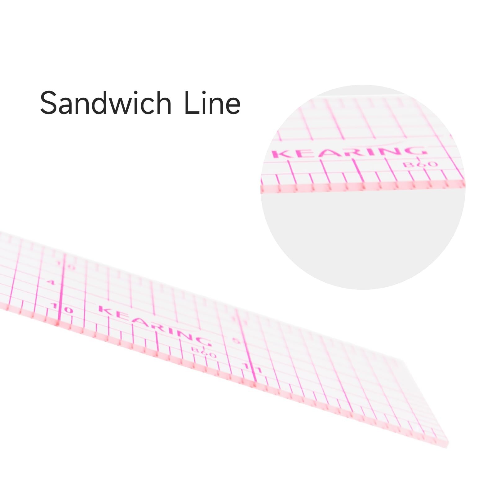 KEARING 1" x 12" Clear Sewing Graph Ruler, Transparent Pattern Making Ruler f...