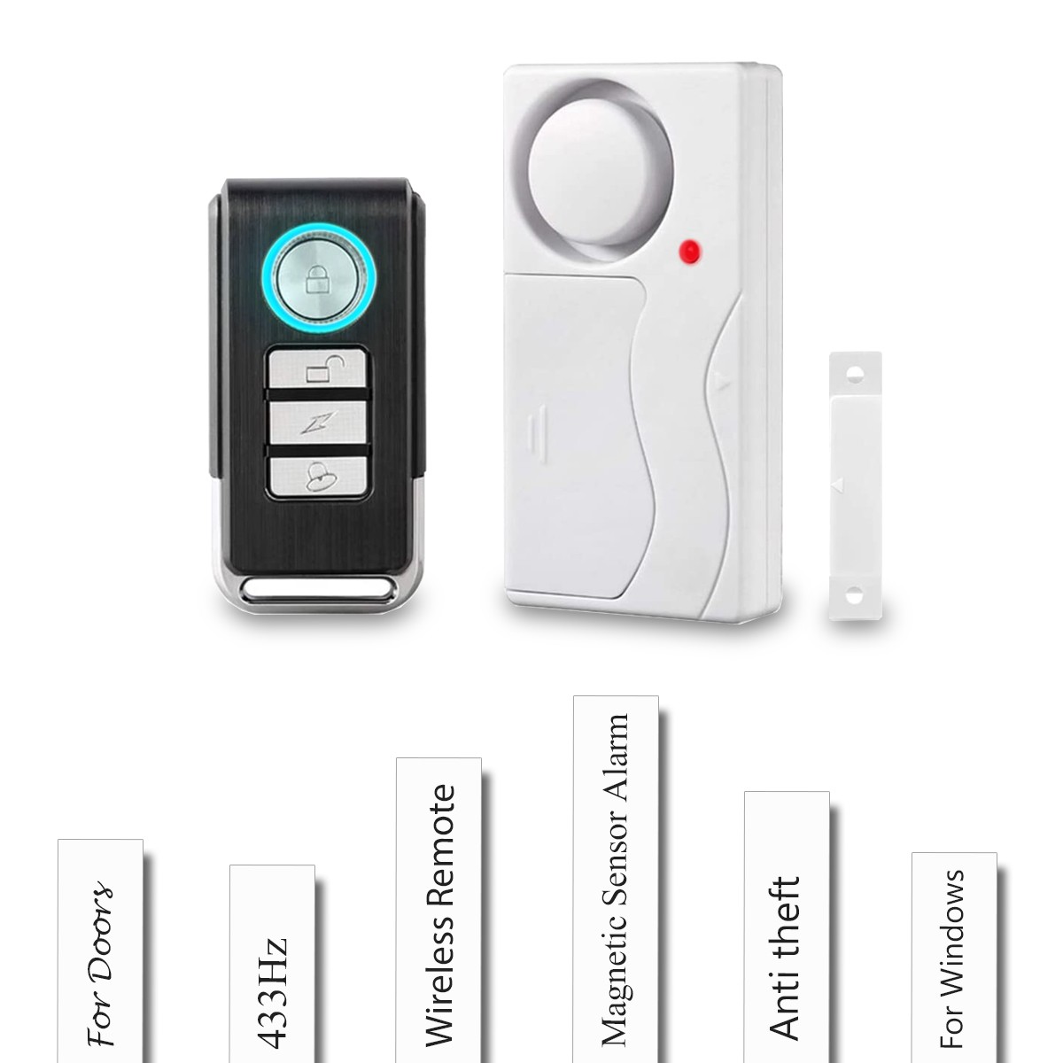 Wireless Door Sensor Chime Kit Remote Magnetic Sensor Burglar Alarm security US