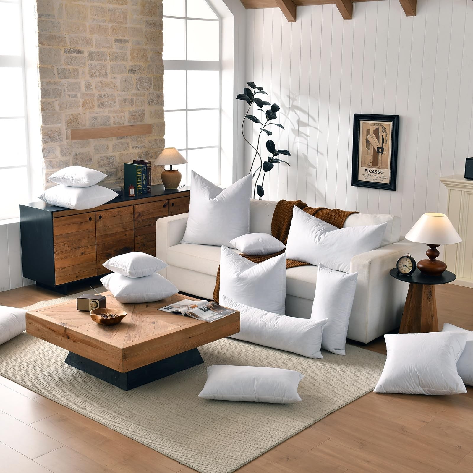 basic home 26x26 Euro Throw Pillow Inserts-Down Feather Pillow Inserts-Cotton