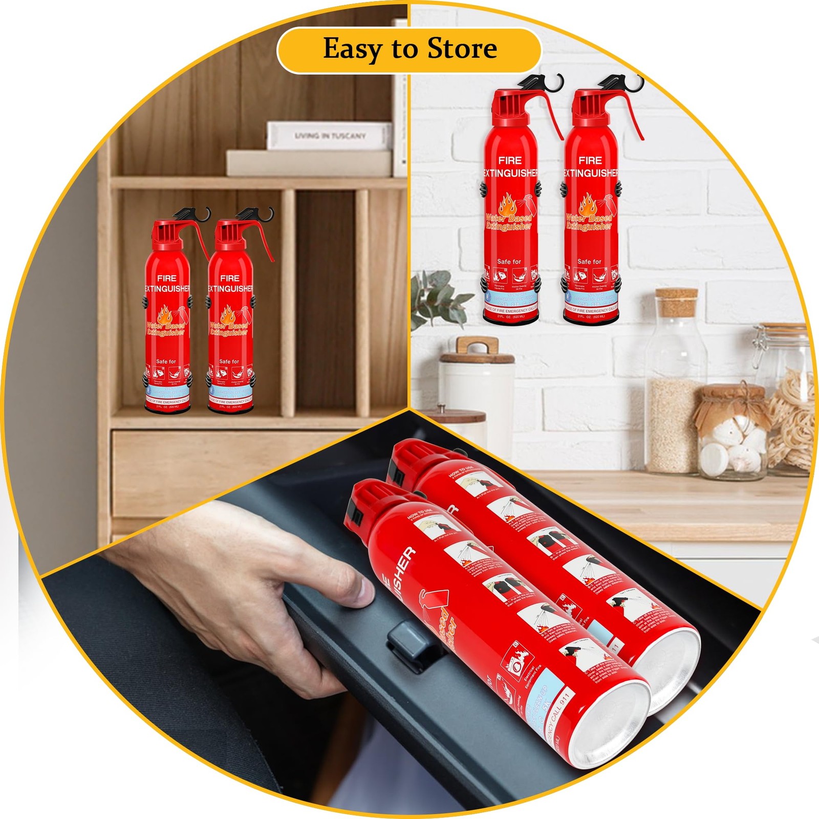 Fire Extinguisher for Home with Mount, 2 Pack Upgraded 8-in-1 Portable Fire E...
