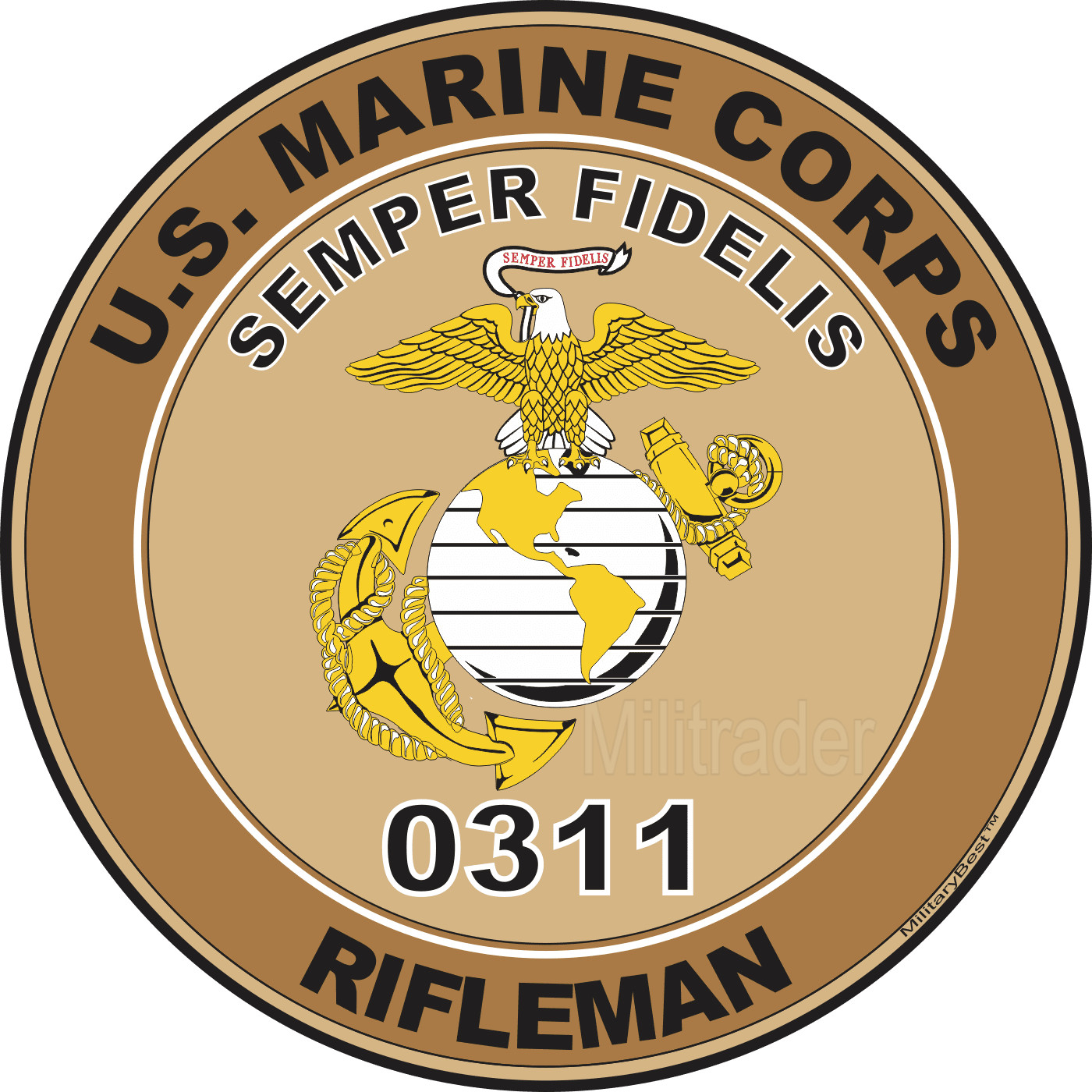 MOS 0311 Rifleman Self-adhesive Vinyl Decal (Desert)