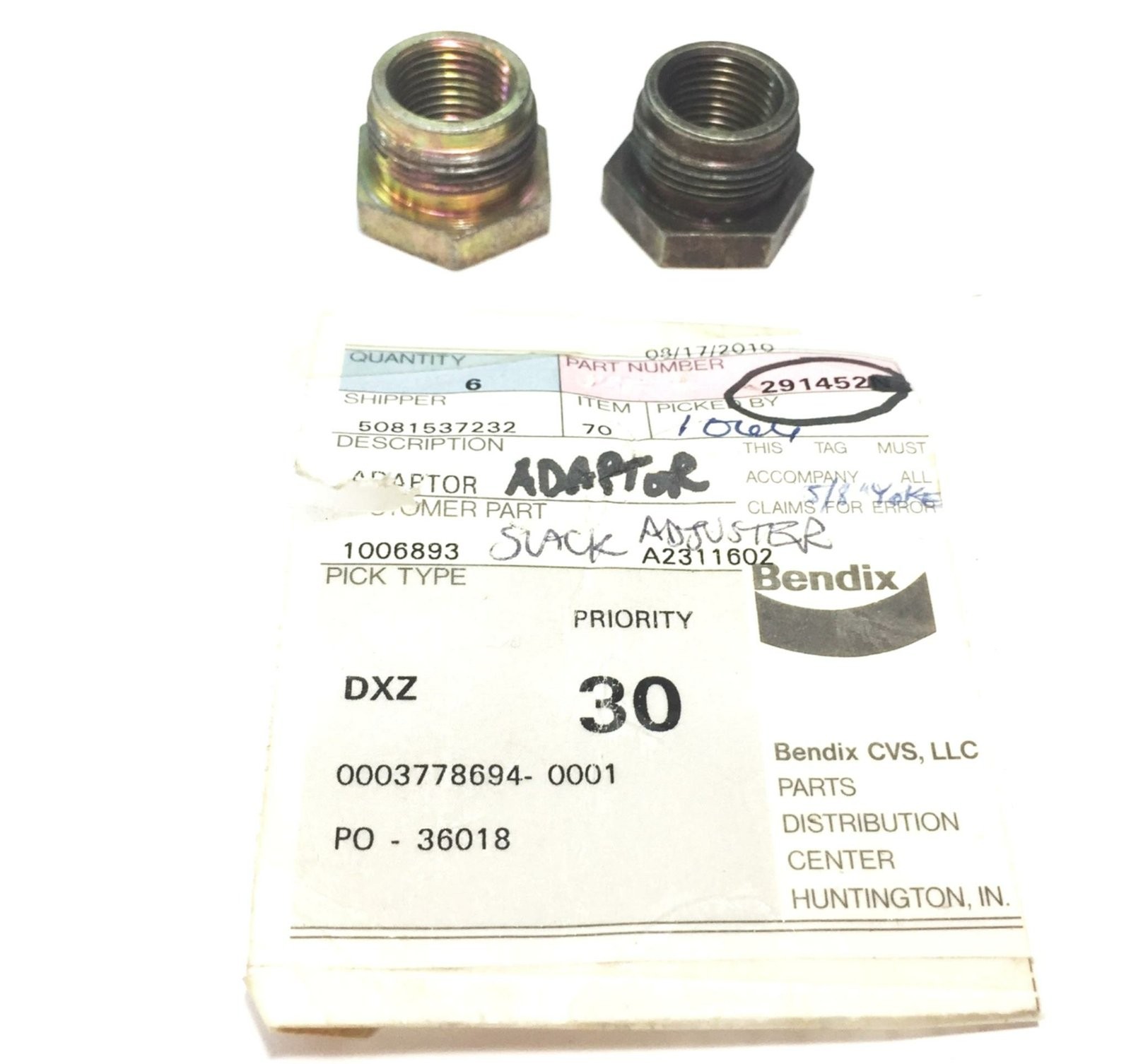 Bendix Slack Adjuster Adapter 291452N [Lot of 2] NOS