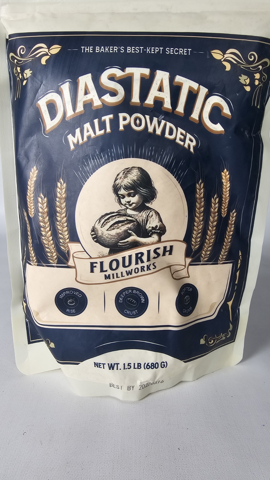 Diastatic Malt Powder 24Oz. Premium Baking Enhancer & Dough Improver -03/16/27