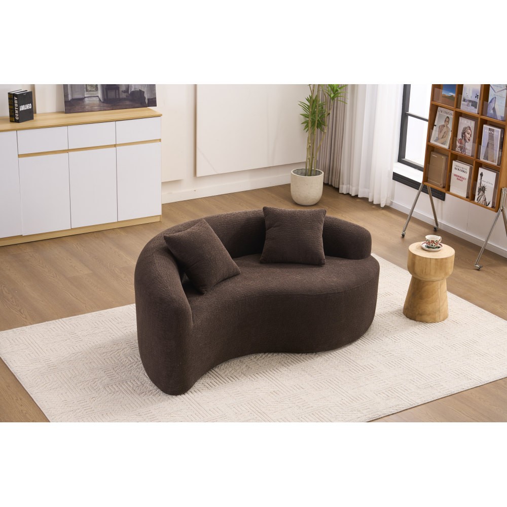 Reversible Loveseat Sofa with Dual-Depth Seat & Pillow Back, Chenille Fabric