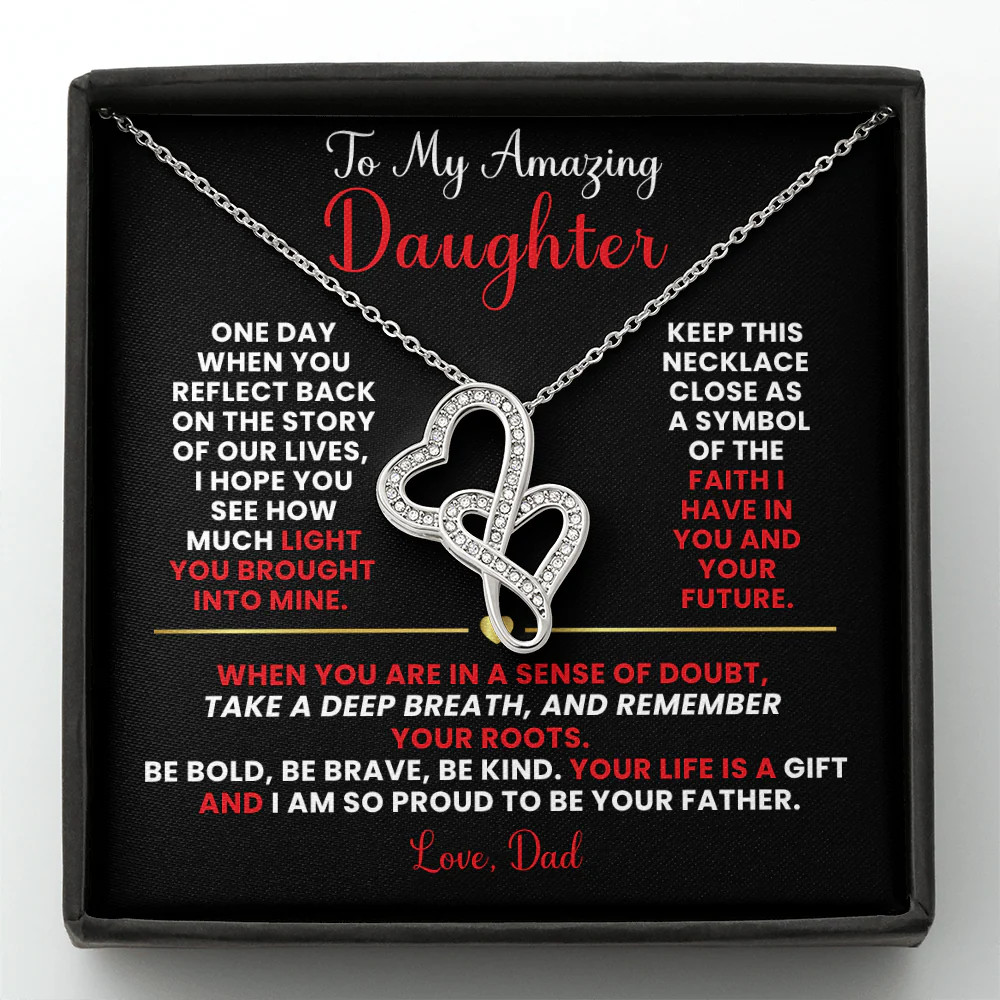 Heart To Heart Pendant Necklace From Dad, Sentimental Jewelry Daughter Gift
