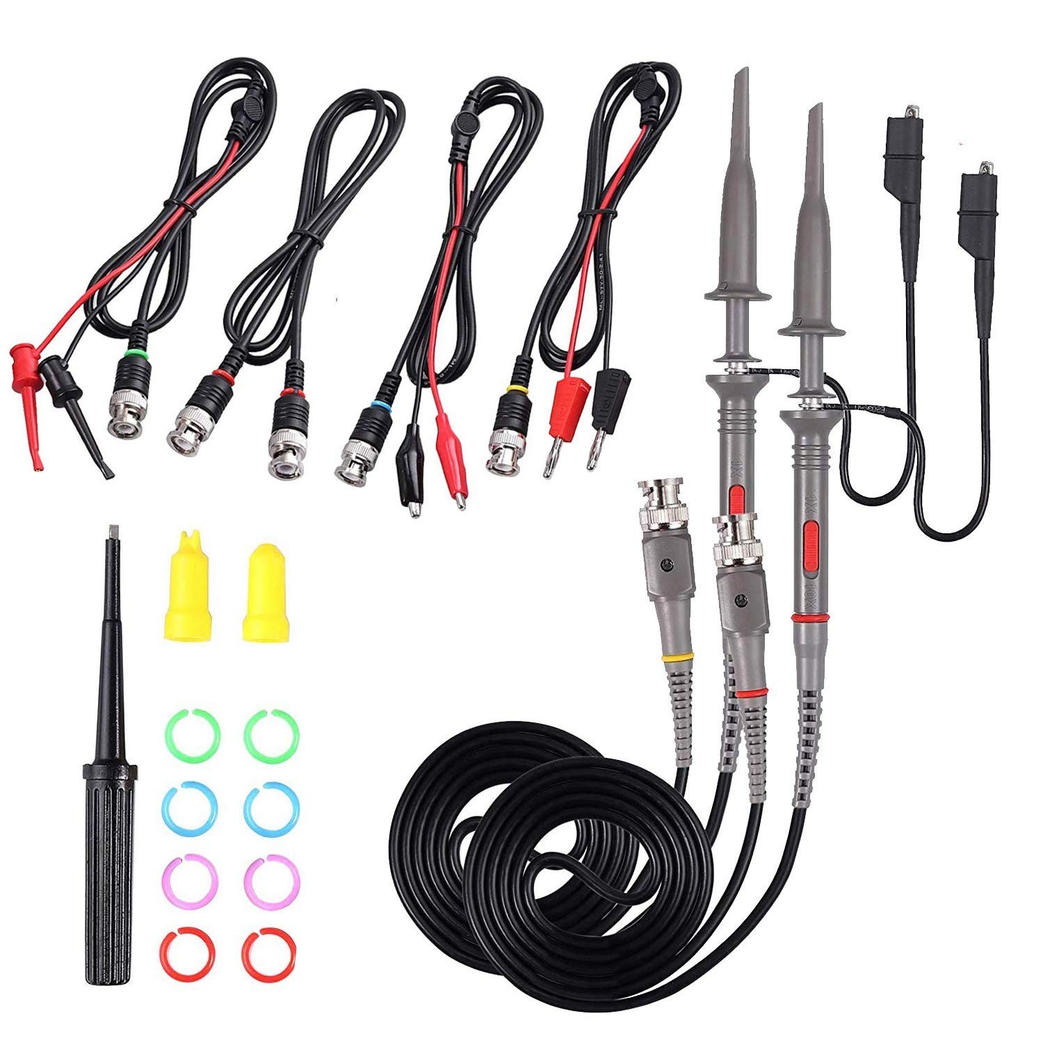 Universal Oscilloscope Probe Kit, 100MHz Oscilloscope Clip Probes with BNC to...