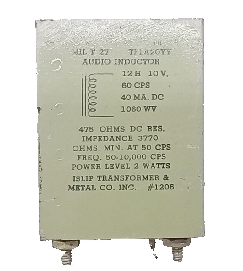 1 NOS ISLIP AUDIO Filter Choke Transformer,  12 Hy  /   40 Ma  /  475 Ω