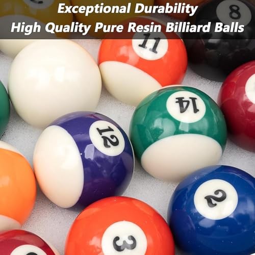 Billiard Pool Balls with Triangle Ball Rack, Cue Chalks, Table Spot Stickers &