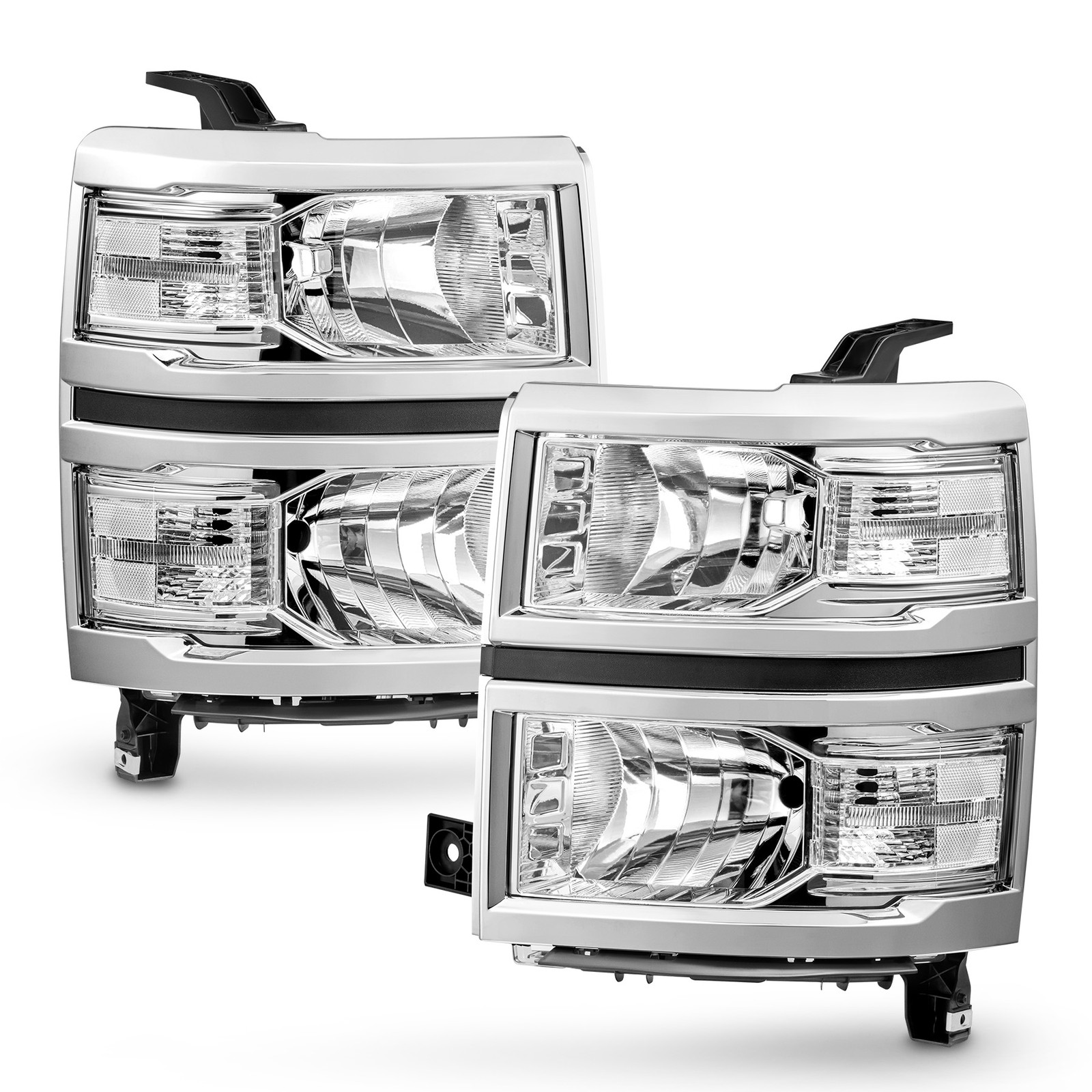 Pair Headlights For 2014-2015 Chevy Silverado 1500 Pickup Headlamps 14-15 Sets