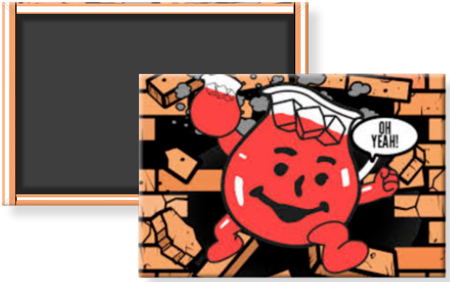 Koolaid Man Oh Yeah 70s Brick Wall Fridge Refrigerator Locker Magnet 2 x 3 Rigid
