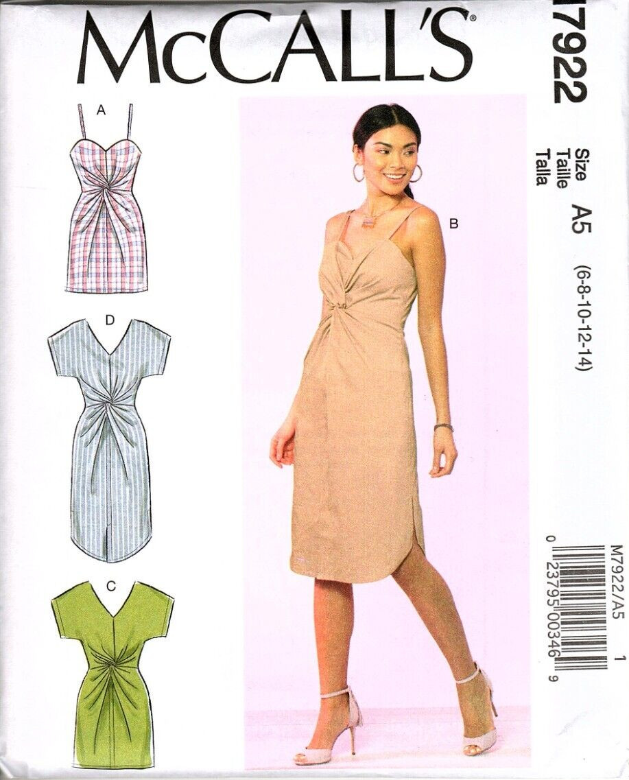 McCall's M7922 Misses 6 to 14 Knotted Front Dresses Uncut Sewing Pattern New