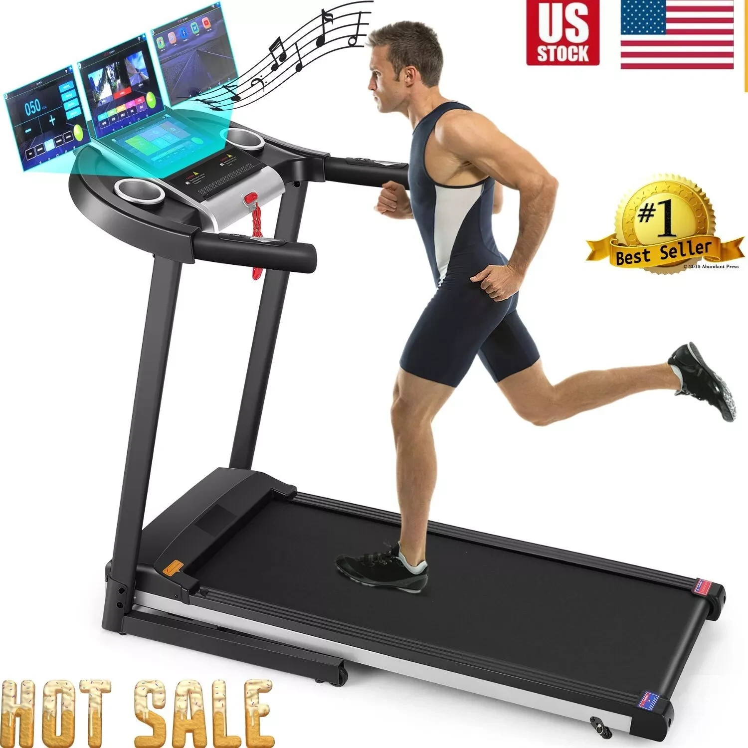 Folding 3.25HP Treadmills for Home Gym Treadmill with Large 10"HD TV Touchscree