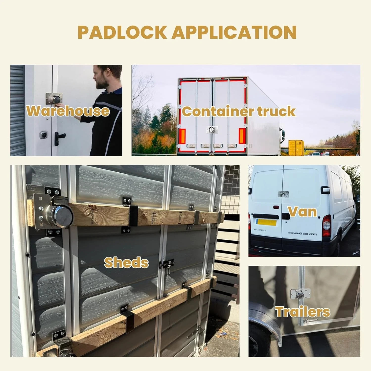 2 Pack Van Door Padlock Keyed Alike Heavy Duty Solid Steel Hasp 73MM Garage Shed